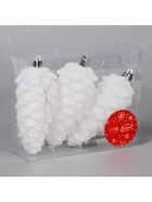 Ёлочные игрушки 3 шт. «Шишка» 12×4.5 см, белый - Фото 3