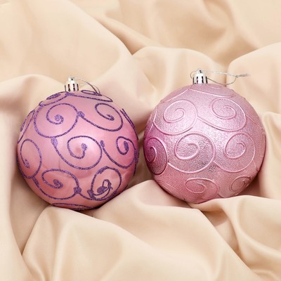 Набор шаров пластик d-10 см, 2 шт "Румба завитки"