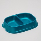 Миска двойная, 2×200 мл, пластик, бирюзовая - Фото 2