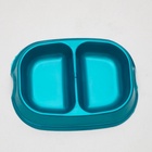 Миска двойная, 2×200 мл, пластик, бирюзовая - Фото 3