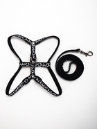 Комплект прошитый "Жираф", ширина 1 см, поводок 120 см, шлейка 23-35 см, чёрно-белый - Фото 4