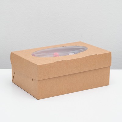 Упаковка на 6 капкейков , крафт, 25 х 17 х 10 см