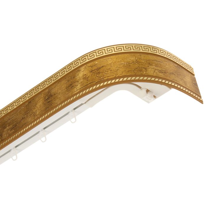 Карниз трёхрядный «Ультракомпакт. Меандр золото», 360 см, с декоративной планкой 7 см, цвет антик
