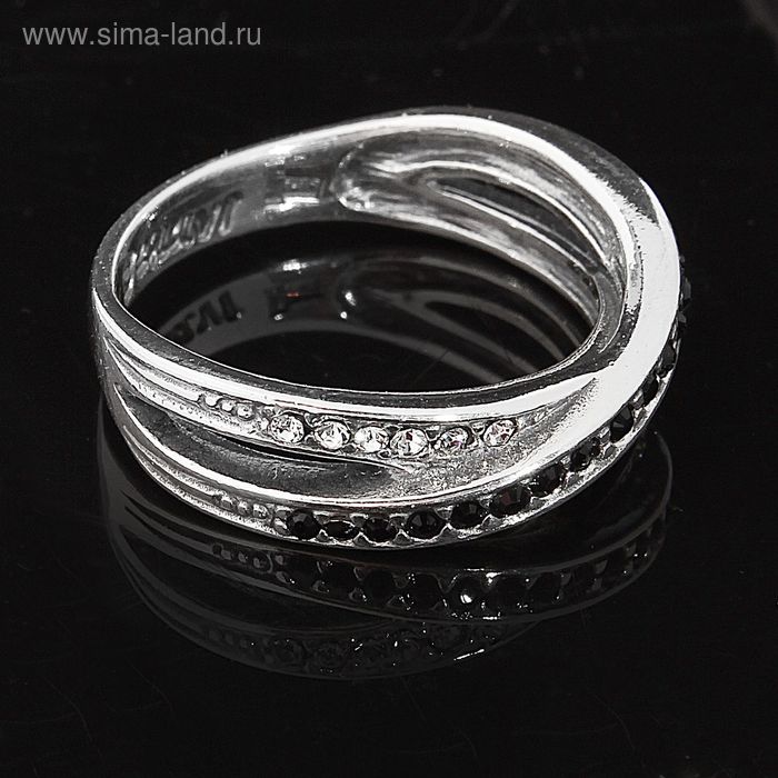 Кольцо "Гамбит", размер 20, цвет черно-белый в серебре - Фото 1