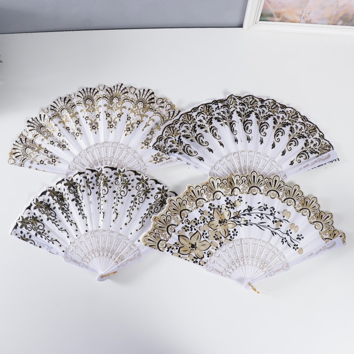 Веер складной «Греция», пластик, текстиль, 22 см, МИКС - Фото 1