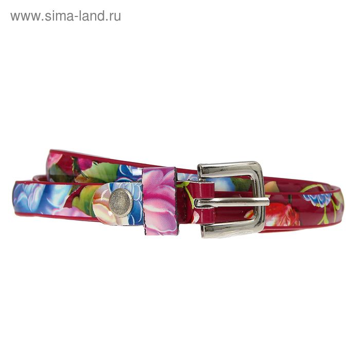 Ремень женский "Цветы", винт, пряжка под металл, ширина - 1,5см, бордовый - Фото 1