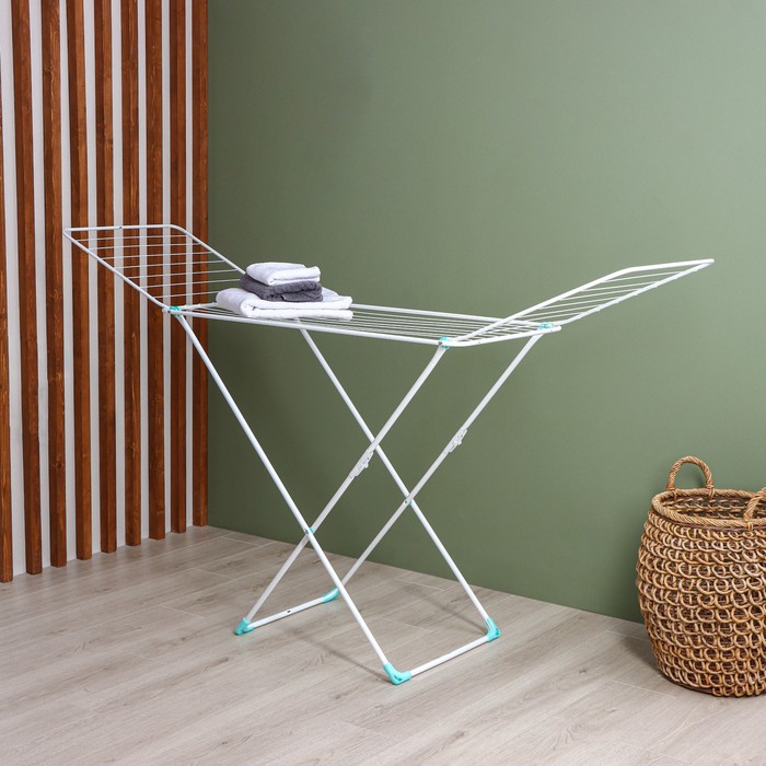 Сушилка для белья напольная складная, рабочая длина 20 м, белая - Фото 1
