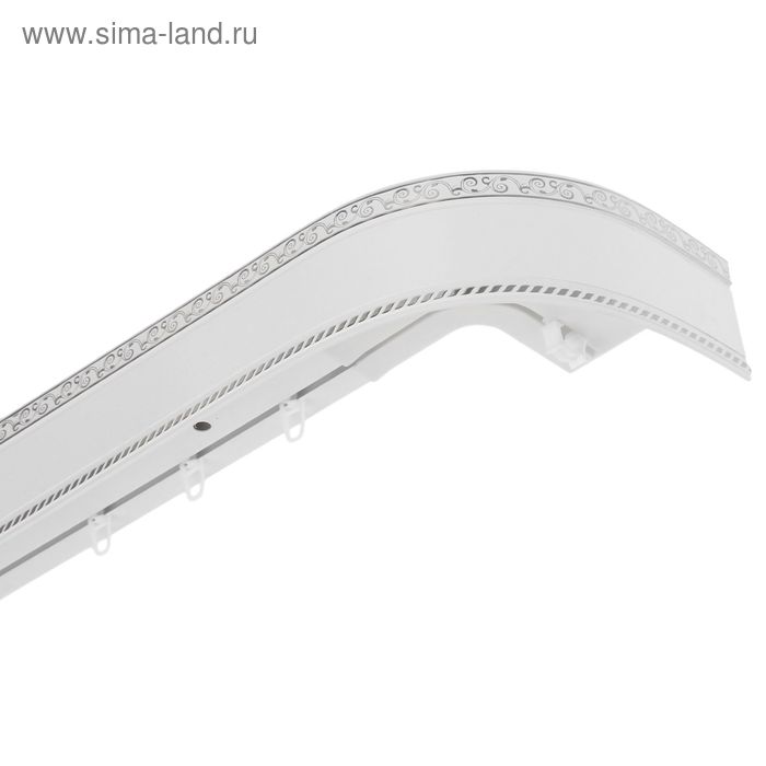 Карниз трёхрядный «Ультракомпакт. Есенин серебро», 300 см, с декоративной планкой 7 см