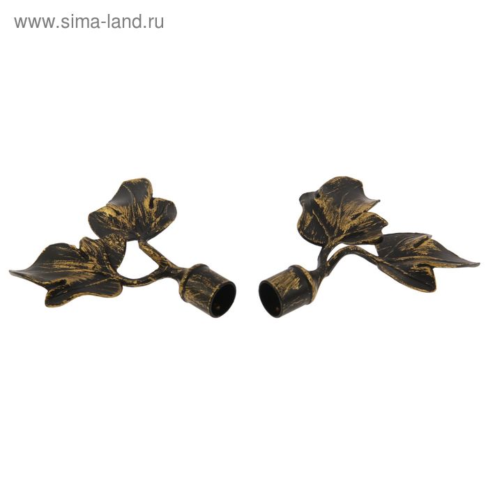Набор наконечников для карниза «Фиговый лист», d=1,6 см, 2 шт, цвет коричневое золото - Фото 1