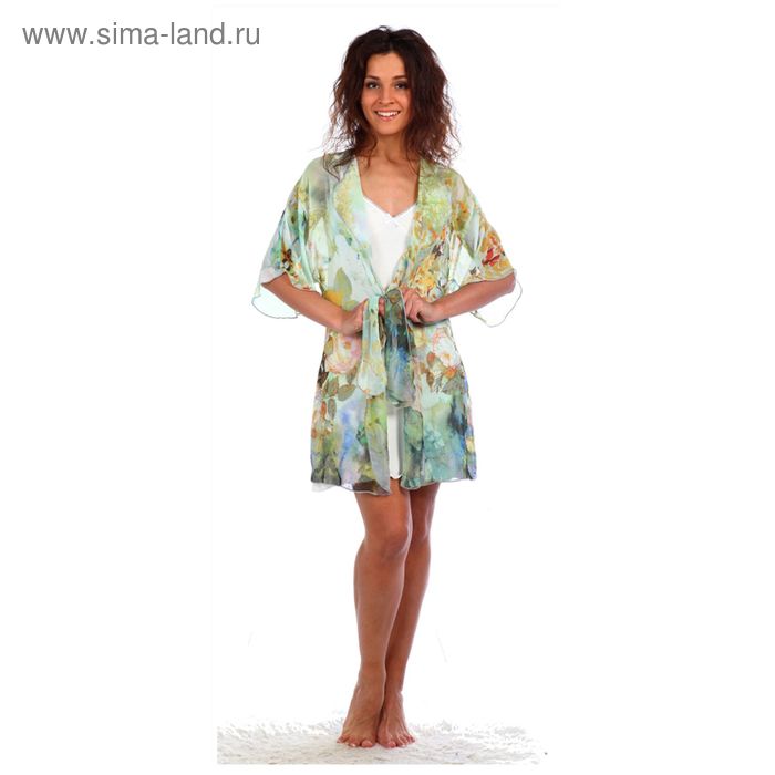 Комплект женский (сорочка, халат) Эммануэль цвет бирюзовый, р-р 50 - Фото 1