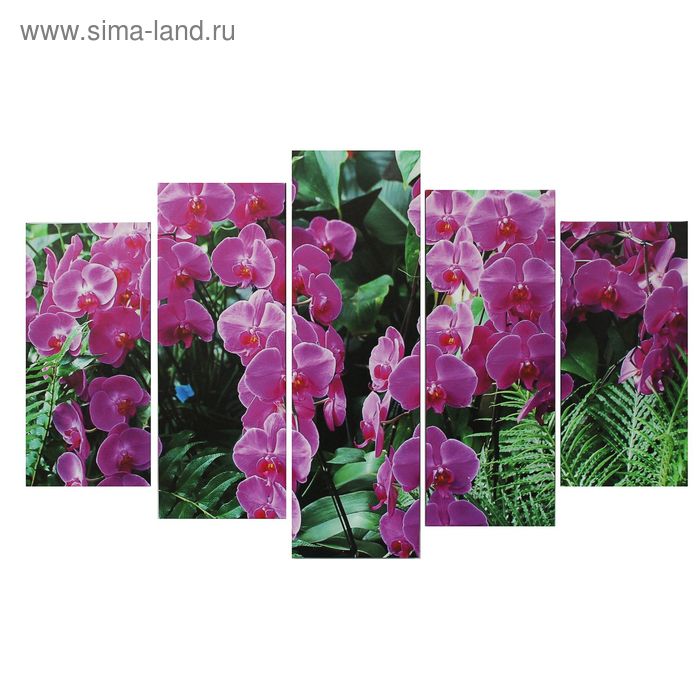 Картина модульная на подрамнике "Фиолетовая орхидея" 2-25*52,2-25*66,5,1-25*80, 80*140  см - Фото 1