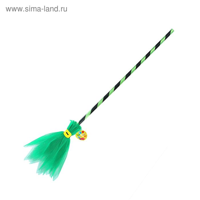 Карнавальный аксессуар "Метла", цвет зеленый - Фото 1