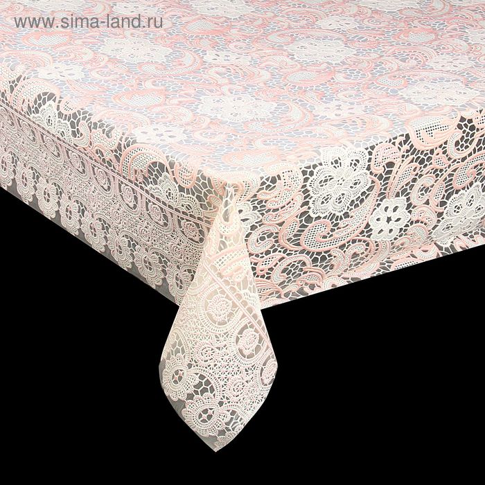 Клеёнка на стол ажурная Lace «Белые цветы», ширина 137 см, рулон 20 м - Фото 1