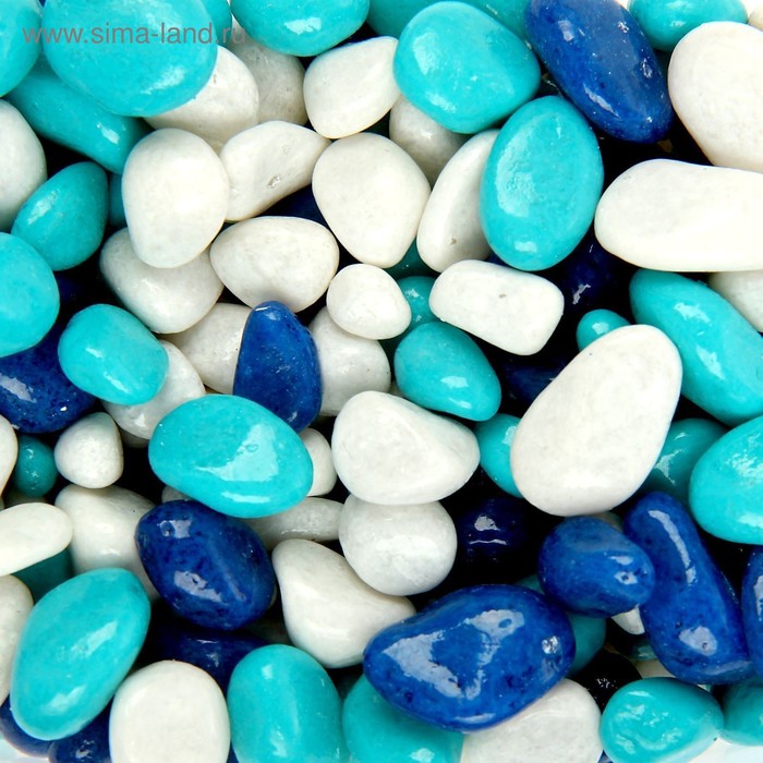 Грунт  для аквариума (5-10 мм), белый-темн.синяя-изумрудный, 350 г - Фото 1
