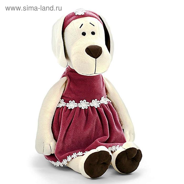 Мягкая игрушка «Собачка Лапуська» в бархатном платье - Фото 1