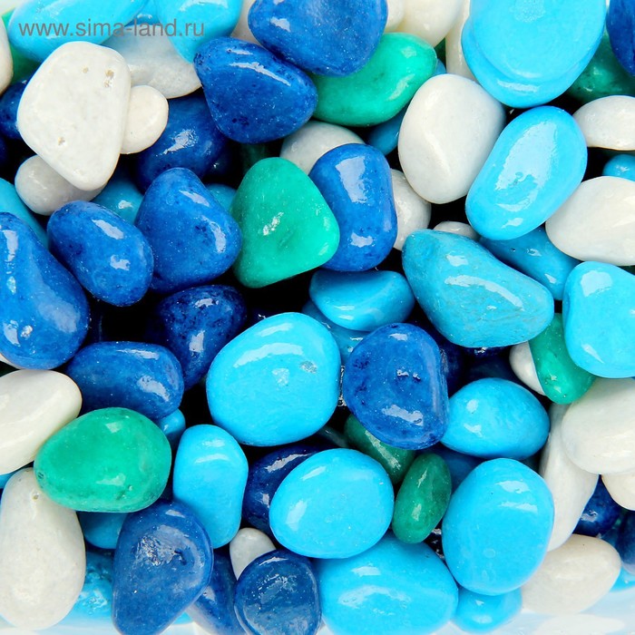 Грунт для аквариума (5-10 мм) голубой-синий-белый-бирюзовый, 350 г - Фото 1