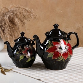 Чайная пара "Ландыш", керамика, черный 2 л/1 л
