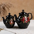 Чайная пара "Ландыш", керамика, черный 2 л/1 л - Фото 4