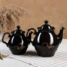 Чайная пара "Ландыш", керамика, черный 2 л/1 л - Фото 6