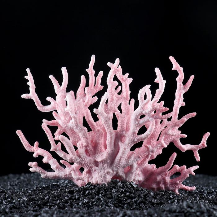 Коралл пластиковый малый 17 х 6 х 13 см, розовый - Фото 1
