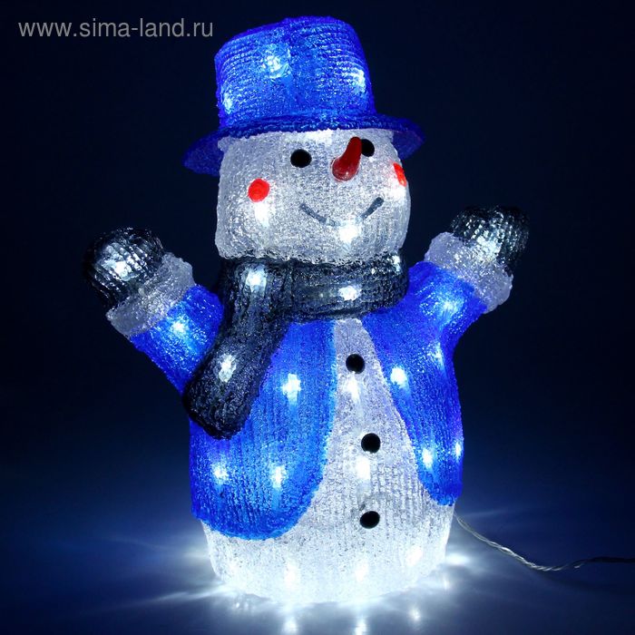 Фигура акрил. "Снеговик в шляпе" 32х19х41 см, с диммером, 56 LED, 220V, БЕЛЫЙ