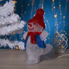 Светодиодная фигура «Снеговик-фигурист» 20 × 29 × 17 см, акрил, 24 LED, 220 В, свечение белое - фото 8280501