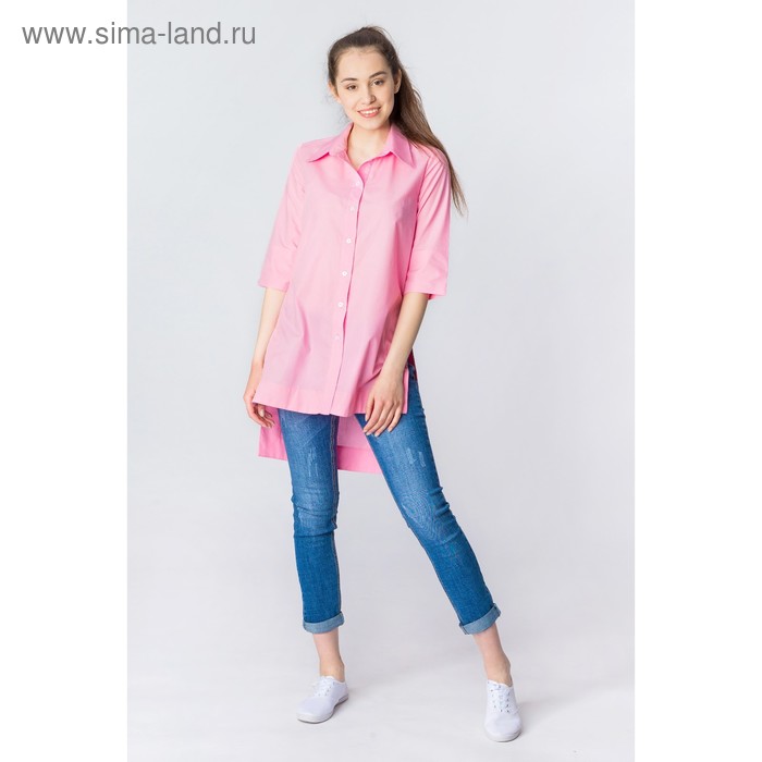Рубашка женская удлинённая, цвет розовый, размер 50 - Фото 1