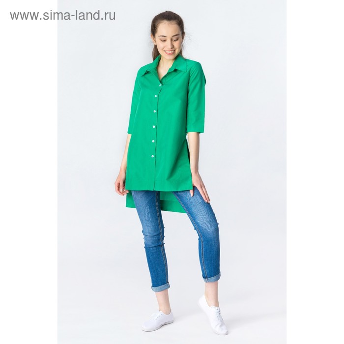 Рубашка женская удлинённая, цвет зелёный, размер 50 - Фото 1