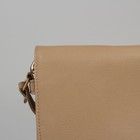 Сумка женская, 3 отдела на молнии, наружный карман, длинный ремень, цвет бежевый - Фото 4