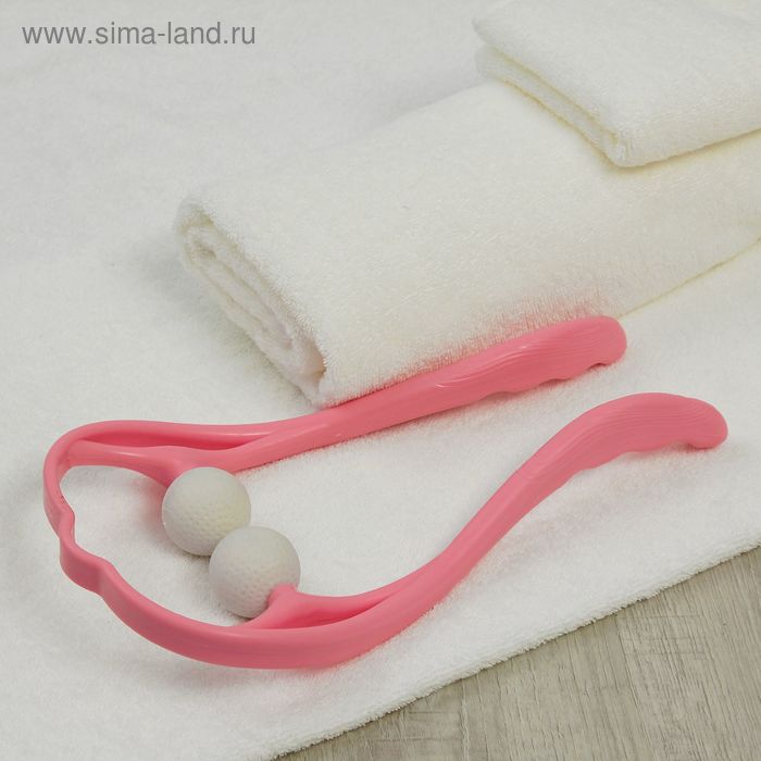Массажёр для шеи, 2 шарика, цвет белый/розовый - Фото 1