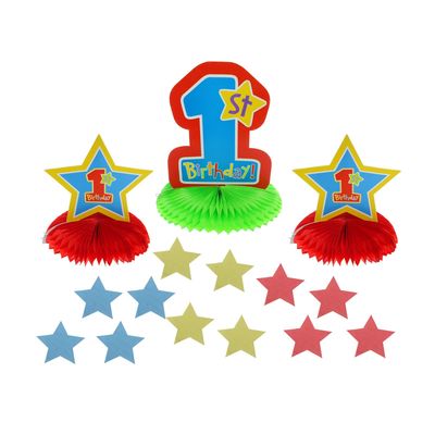 Бумажное украшение для стола «Мой первый день рождения», для мальчика, звёздочки, набор 3 шт.