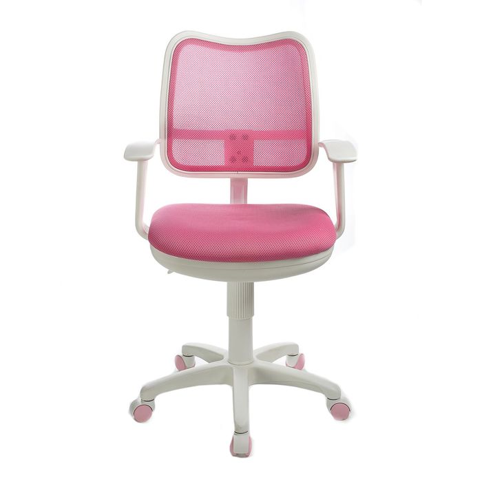 Кресло Бюрократ, с подлокотникам, розовый, спинка сетка, белый пластик, CH-W797/PK/TW-13A - фото 1895065967