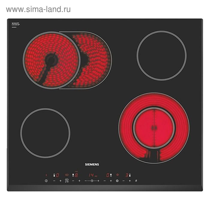 Варочная поверхность Siemens ET651FN17R, электрическая, 4 конфорки, сенсор, чёрная - Фото 1
