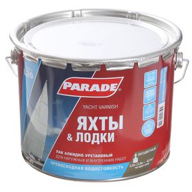 

Лак яхтный алкидно-уретановый PARADE L20 полуматовый 2,5л