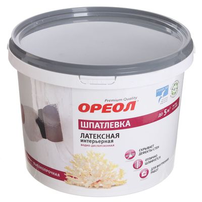 Водно-дисперсионная латексная шпатлёвка «Ореол» (для внутренних работ), 4 кг