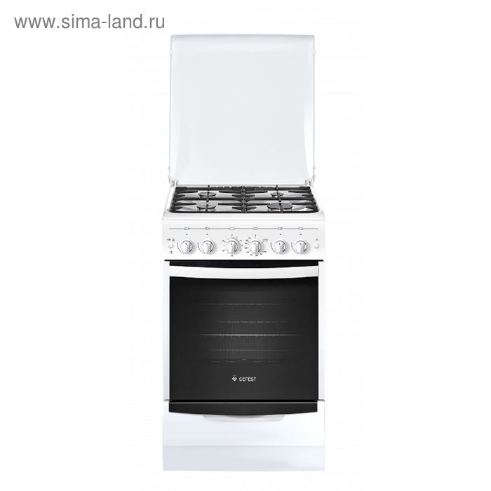Плита Gefest 5100-02, газовая, 4 конфорки, 52 л, газовая духовка, белая - Фото 1