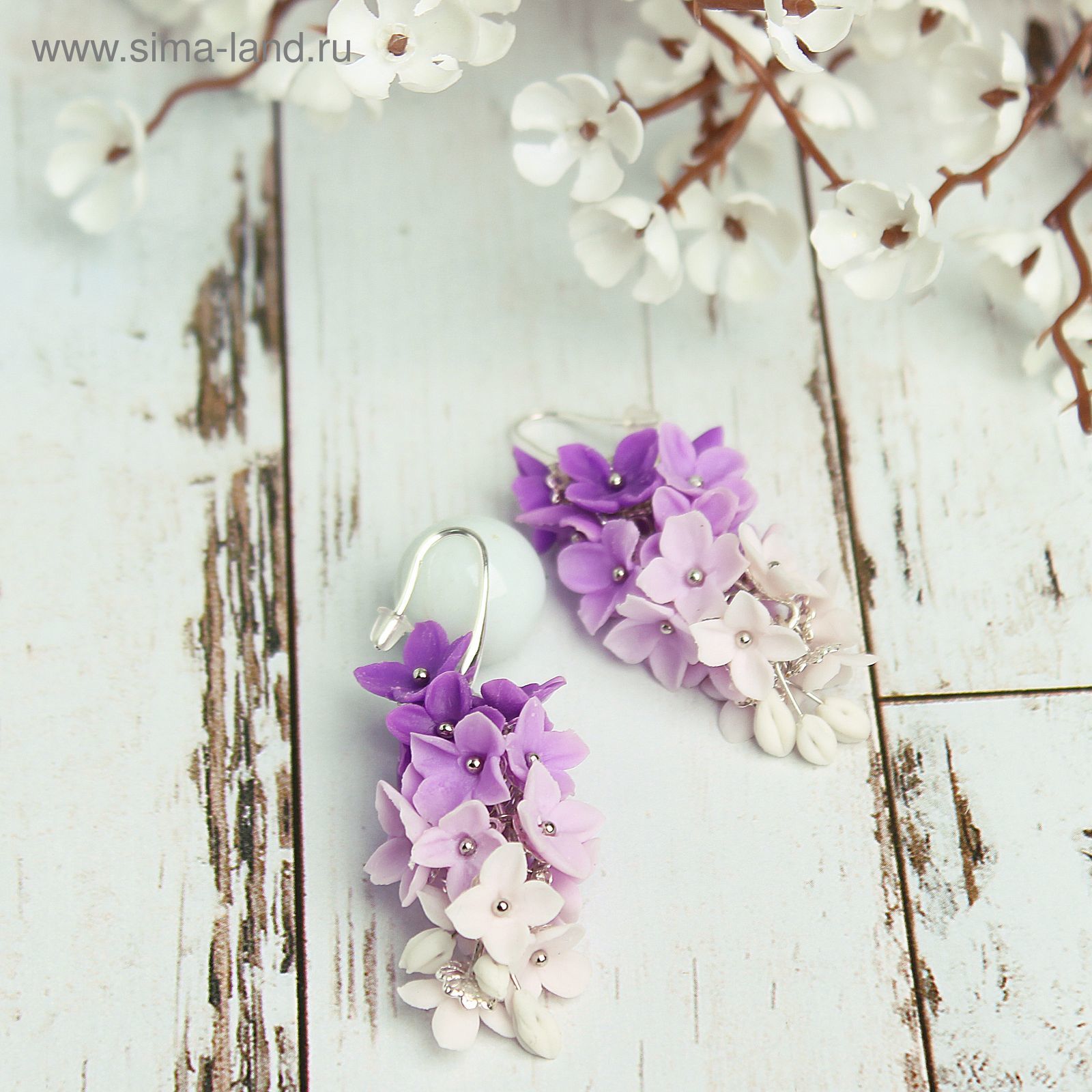 Серьги-цветы из полимерной глины