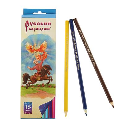 Карандаши 18 цветов, Русский карандаш. «Сказки», шестигранные, длина 175 мм, ok 6.4 мм