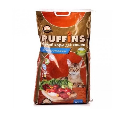 Сухой корм для кошек "Puffins" "Печень по-домашнему" 10 кг