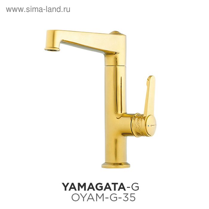 Смеситель для кухни Omoikiri Yamagata-G OYAM-G-35, золото/резьба на ручке с восточным орнаментом   1 - Фото 1