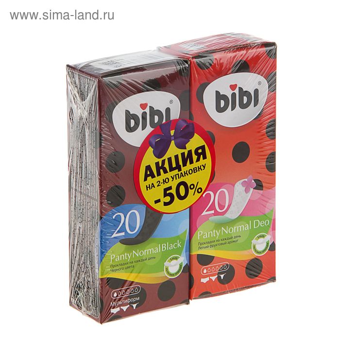 Прокладки ежедневные «BiBi» Panty Normal Black, 20 шт + «BiBi» Deo, 20 шт - Фото 1