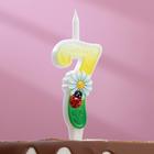 Свеча для торта "Ромашки", 10,2 см, разноцветная цифра "7" - Фото 1