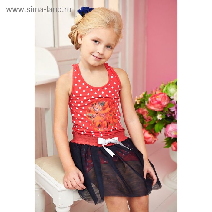 Костюм (туника+юбка) для девочки, рост 110 см, цвет розовый "Горох" (арт. 87468м) - Фото 1