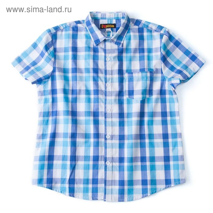 Рубашка для мальчика, рост 164 см, цвет голубой, принт клетка (арт. 91023б) - Фото 1