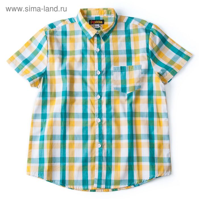 Рубашка для мальчика, рост 140 см, цвет зелёный, принт клетка (арт. 91023б) - Фото 1