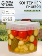 Контейнер пищевой ПластоС, 280 мл, d=11 см, h=7 см, с герметичной крышкой, пластик, прозрачный - Фото 1