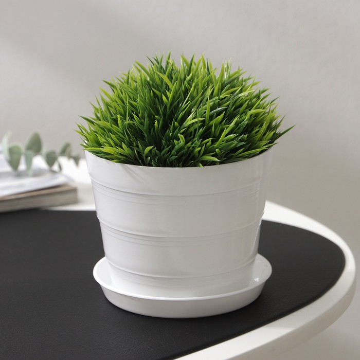 Горшок для цветов с поддоном «ПластоС. Классик», 600 мл, пластиковый, белый - Фото 1