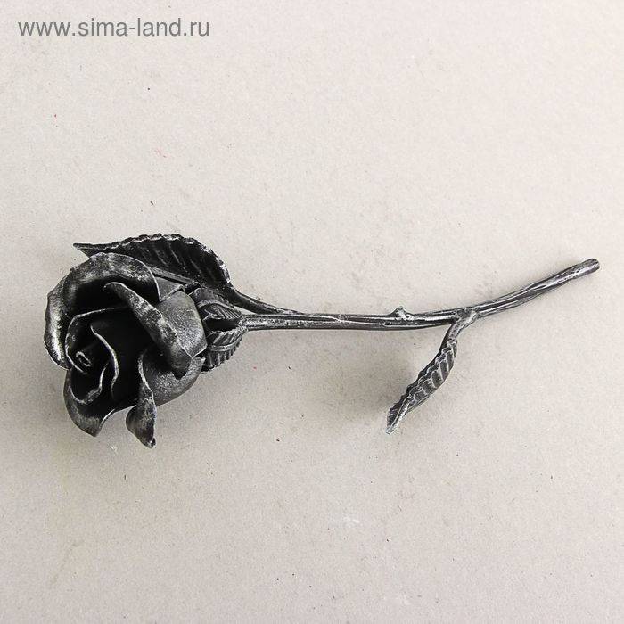 Роза кованая серебряная 32 см, ручная работа - Фото 1