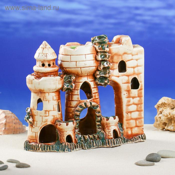 Декорация для аквариума "Две башни и стена", 12 см × 23 см × 22 см - Фото 1