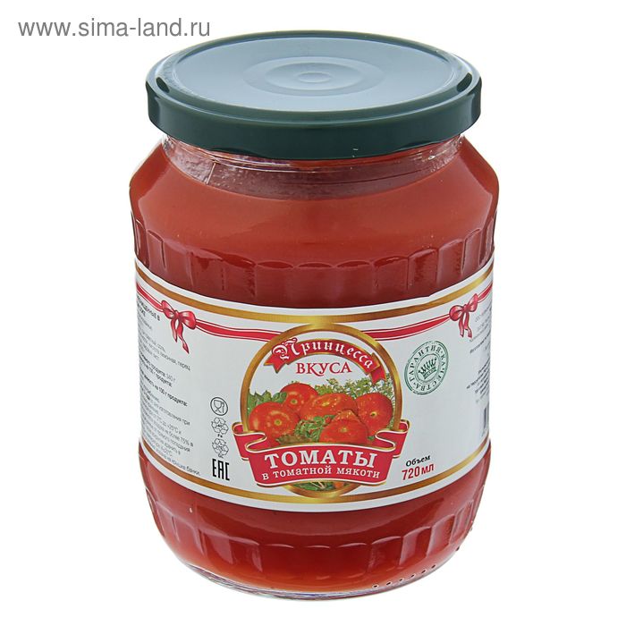 Томаты в томатной мякоти ТМ "Принцесса вкуса", 720 мл - Фото 1